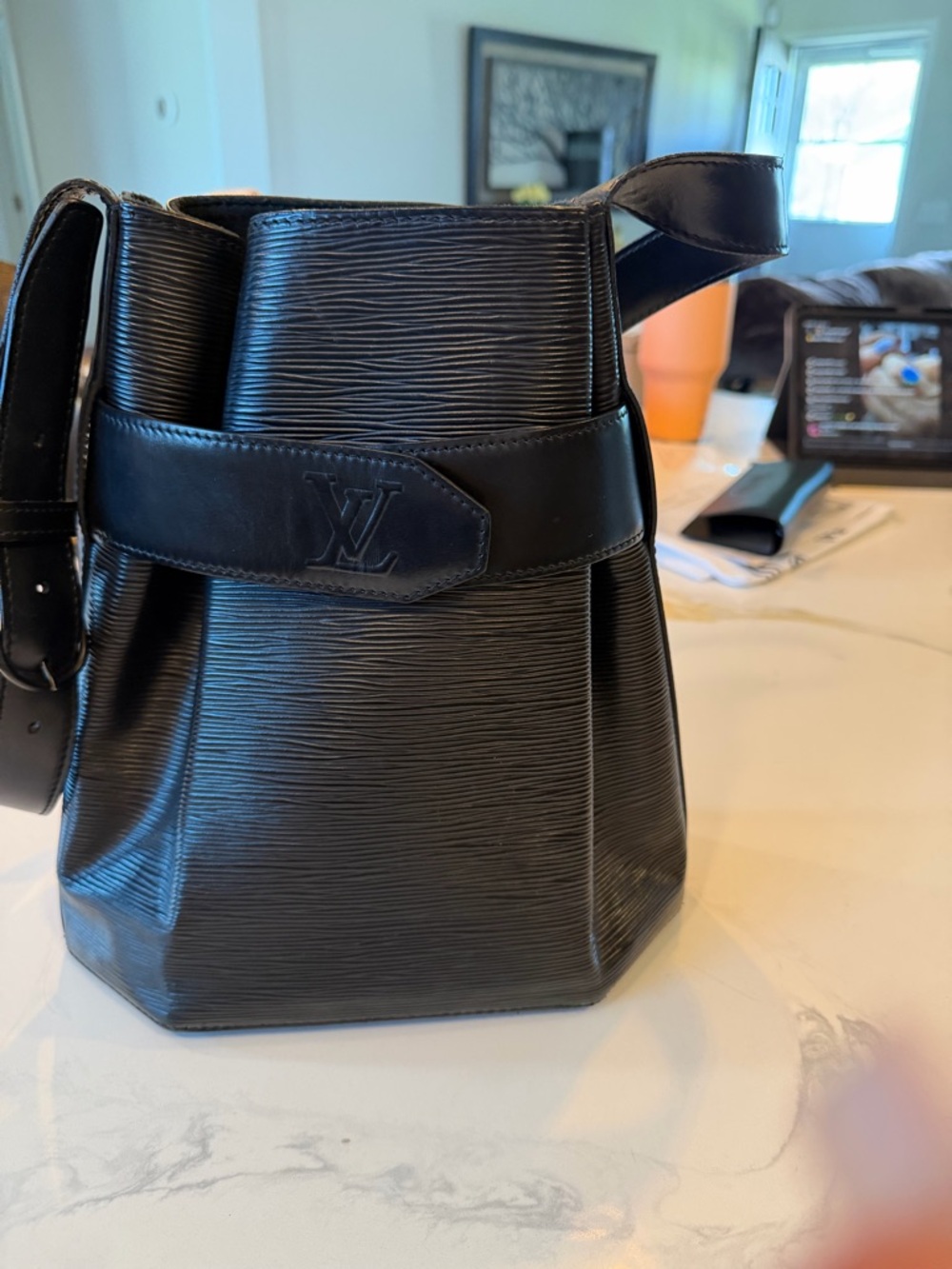 Louis Vuitton Black Epi Leather Bucket Messenger Bag